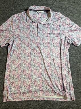 7 Diamonds Shirt Mens L Floral 4 Way Stretch Short Sleeve Button Up